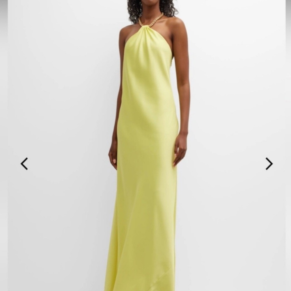 Halter Neck Maxi Dress in Lemon Yellow